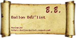 Ballon Bálint névjegykártya